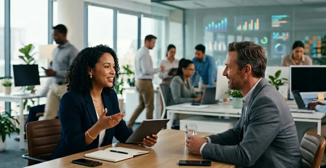 Équipe commerciale moderne travaillant efficacement grâce à l'automatisation des tâches administratives