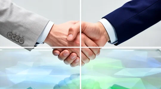 Mains entrelacées au-dessus d'une surface numérique symbolisant la confiance et la protection des données dans l'environnement RGPD