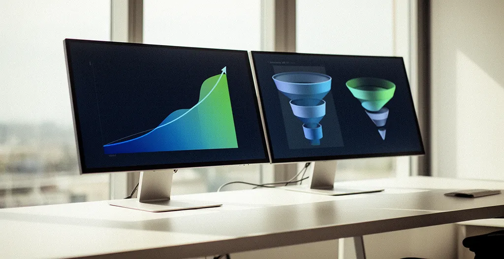 Tableau de bord marketing digital montrant une croissance exponentielle des conversions