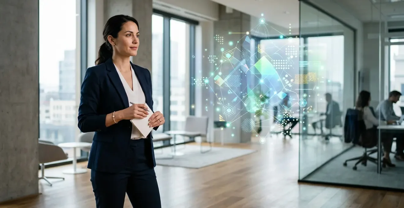 Scène moderne montrant une interaction client personnalisée dans un environnement numérique respectueux de la vie privée, avec des éléments abstraits symbolisant la protection des données