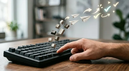 Composition visuelle représentant l'impact des mots sur la décision d'action des lecteurs
