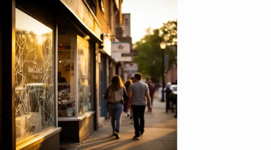 Commerce de proximité avec interface Google Maps stylisée en arrière-plan pour illustrer le référencement local