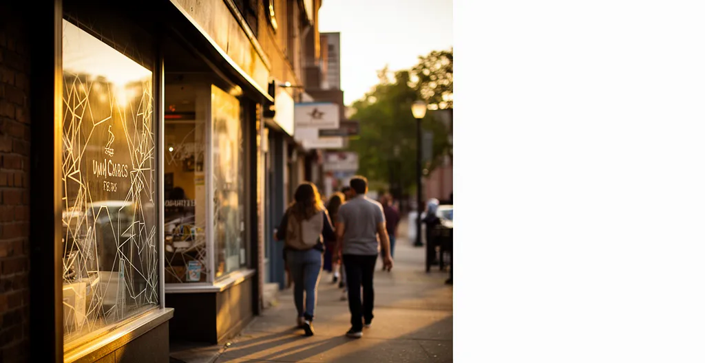 Commerce de proximité avec interface Google Maps stylisée en arrière-plan pour illustrer le référencement local
