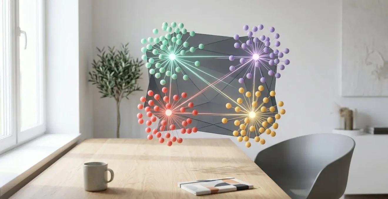 Visualisation 3D de l'algorithme K-Means montrant des clusters de clients colorés et leurs centroïdes