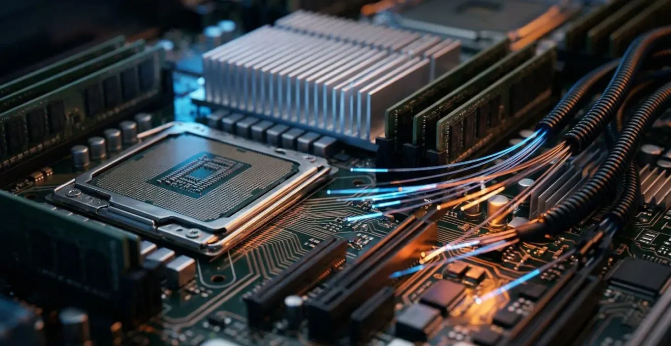 Infrastructure technologique hybride avec serveurs locaux et connexions cloud