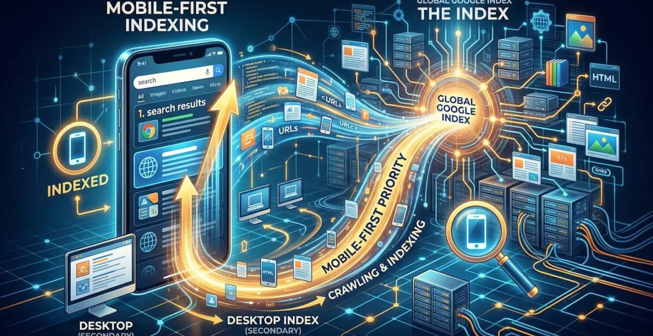 Représentation symbolique du Mobile-First Indexing
