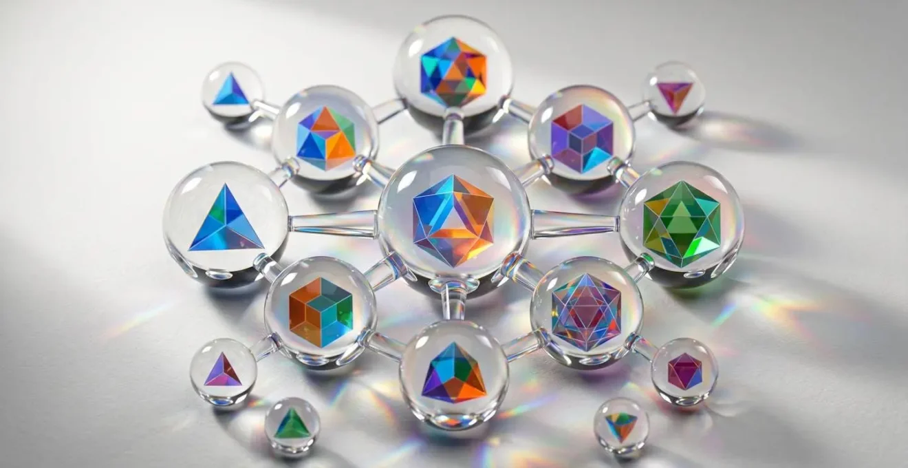 Représentation visuelle de composants modulaires s'assemblant comme des molécules