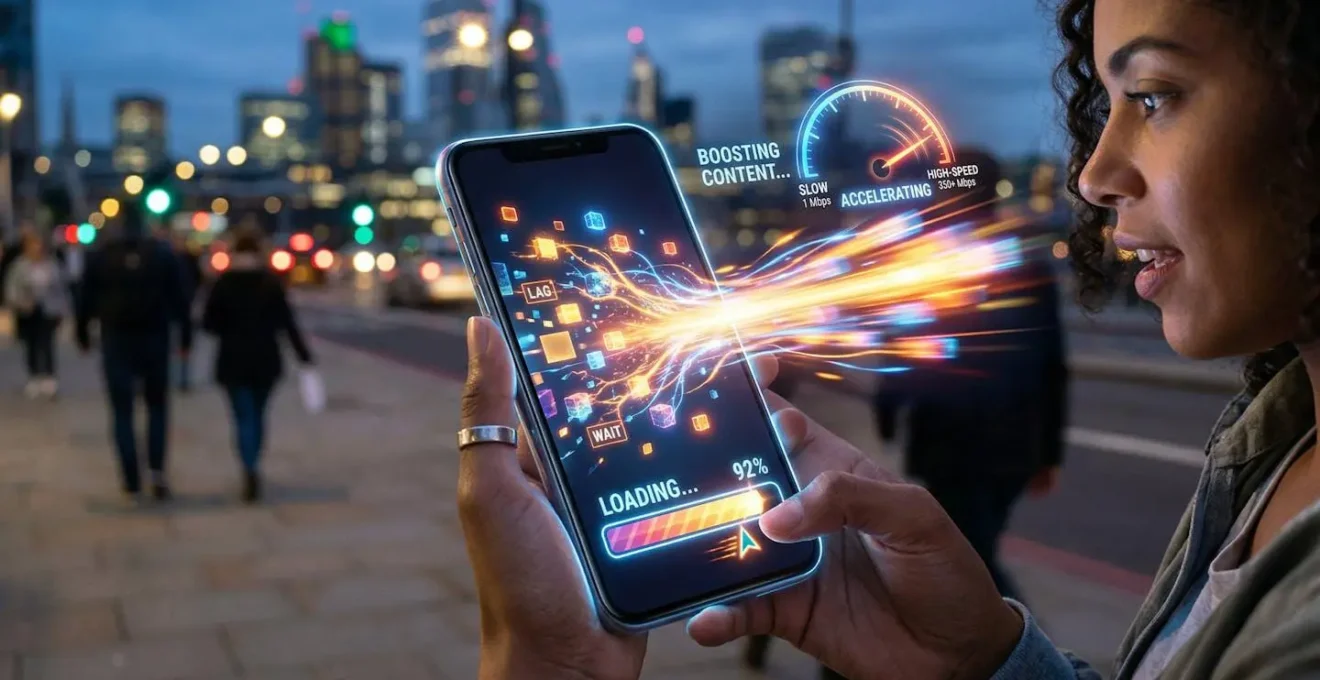Visualisation métaphorique de la vitesse de chargement sur mobile